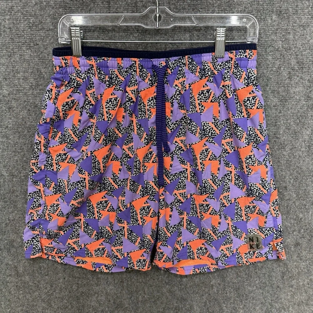 Nike‎ Swim Shorts lined mens size medium Purple / Orange geometric print